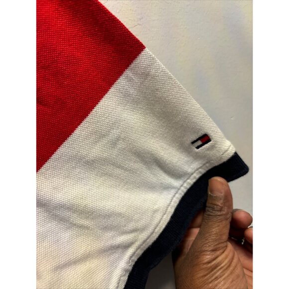 Tommy Hilfiger Mens Red/White/Blue Colorblock Polo Shirt Size M Stretch Cotton S - Picture 9 of 12